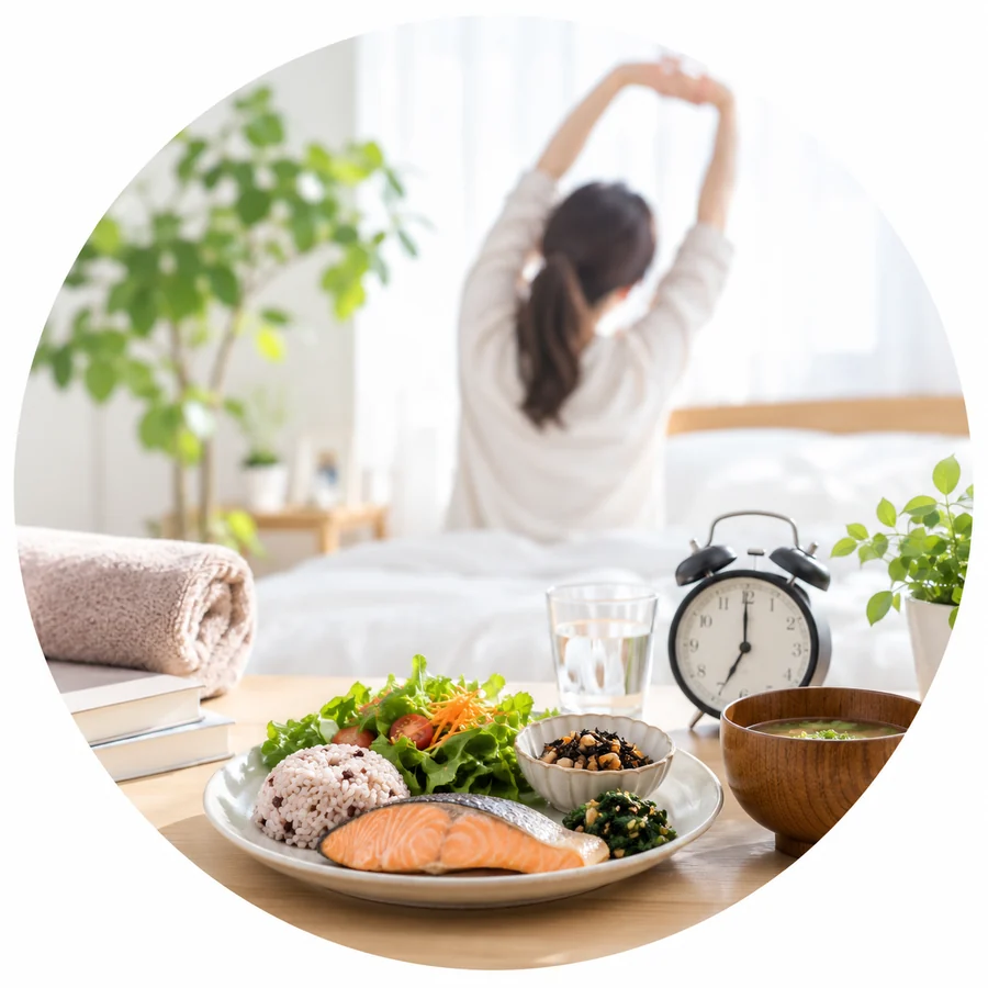 睡眠や食生活など生活習慣を表すイメージ